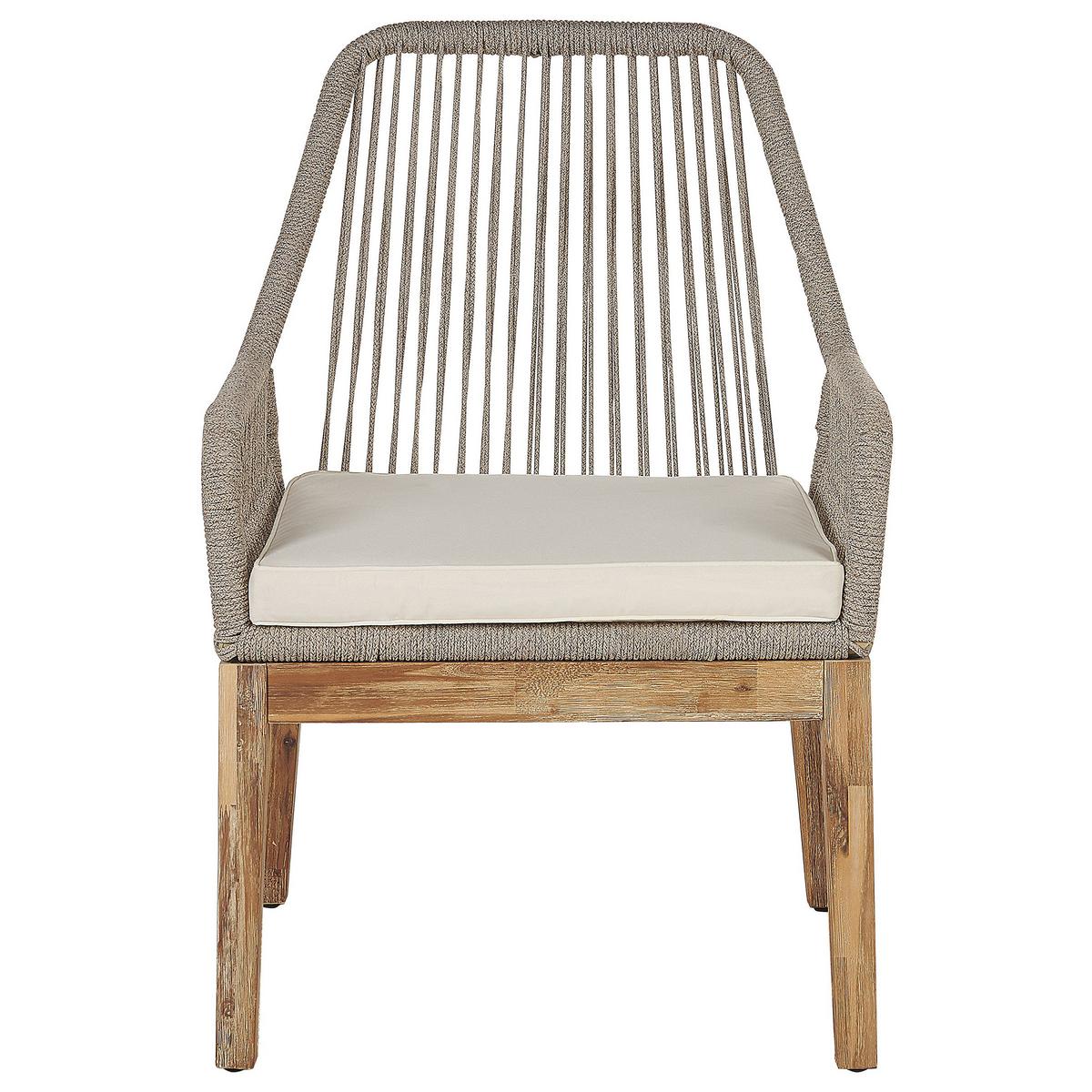 GARTENMÖBEL SET 6-Sitzer Faserzement 200/100 cm weiß/beige Olbia - Hellbraun/Beige, Stein - Beliani