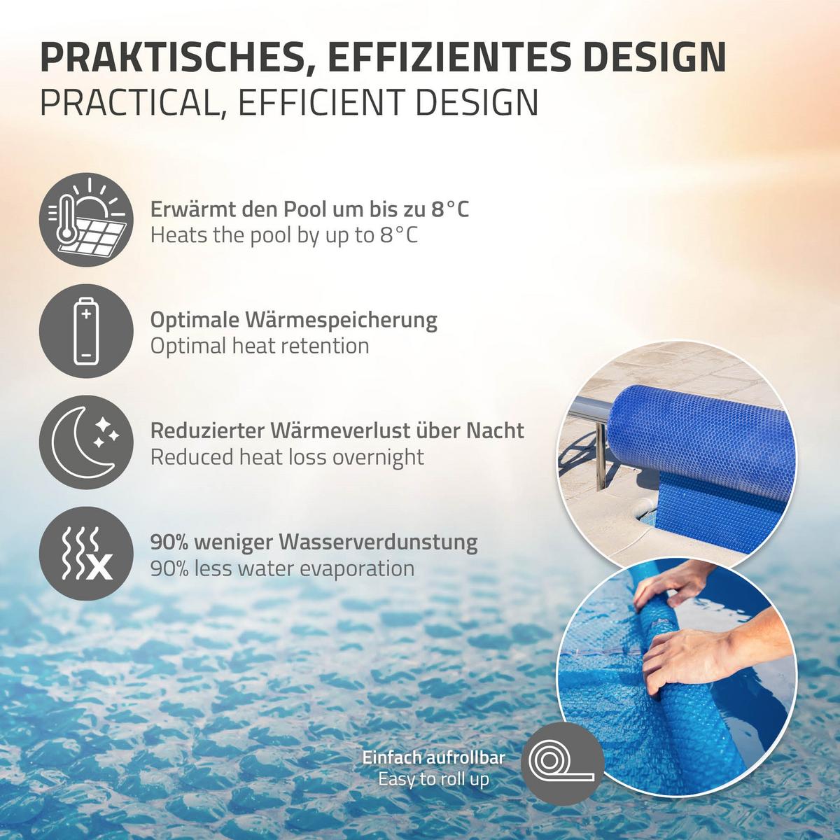 POOL SOLARFOLIE rund Ø 500 cm Blau 120µm aus PE-Luftpolster - Blau, Kunststoff (500/500cm) - ECD-Germany
