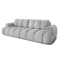 BETTSOFA DAFNE Hellgrau Bucle-Stoff mit Schlaffunktion - Hellgrau, Textil (300/88/113cm) - MASSENO