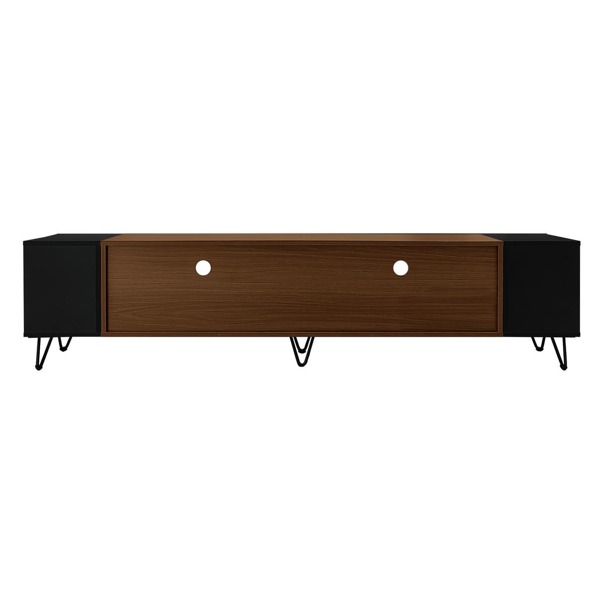 TV-ELEMENT Schwarz und Holzoptik 180/36/43 cm - Braun, Holz (36/43/180cm) - Urban Meuble