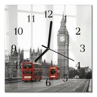 WANDUHR aus Glas 30x30 cm - London - Rot, Glas (30/30/0.4cm) - TULUP