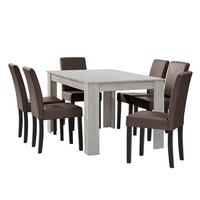 TISCHGRUPPE Forssa - Eichefarben/Braun, Holz/Holzwerkstoff (140/77/90cm) - [en.casa]