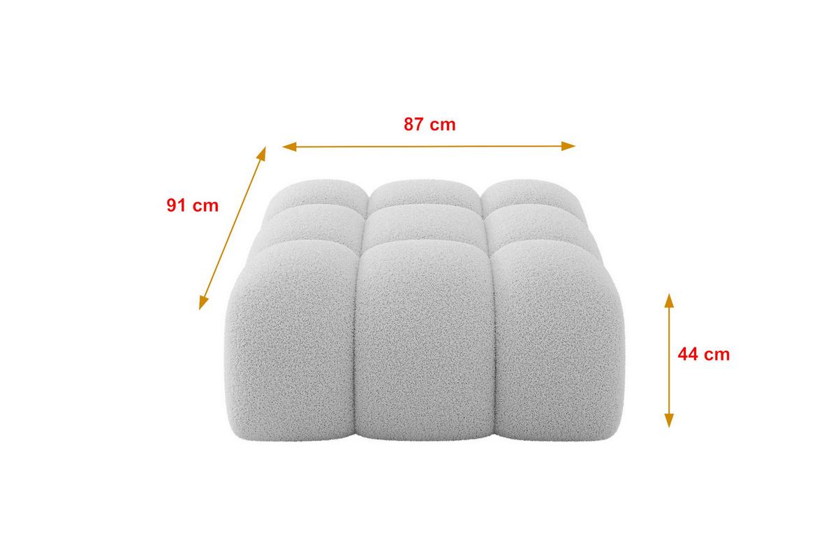POUF OLEA-PUF 91x87x44 cm Hellgrau Bouclé Modular Sitzhocker - Hellgrau/Schwarz, Holzwerkstoff/Kunststoff (91/44/87cm) - ALTDECOR