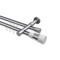 GARDINENSTANGE INNENLAUF Prestige Tanara 240 cm (geteilt in 2 x 120 cm), 2-läufig, 20 mm Ø Chrom - Chromfarben/Weiß, Metall (240cm) - INTERDECO