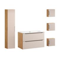 BADMÖBEL 91cm Mallory 2er-Set Beige und Holz - Beige, Holzwerkstoff (91/57/46cm) - Petits-meubles