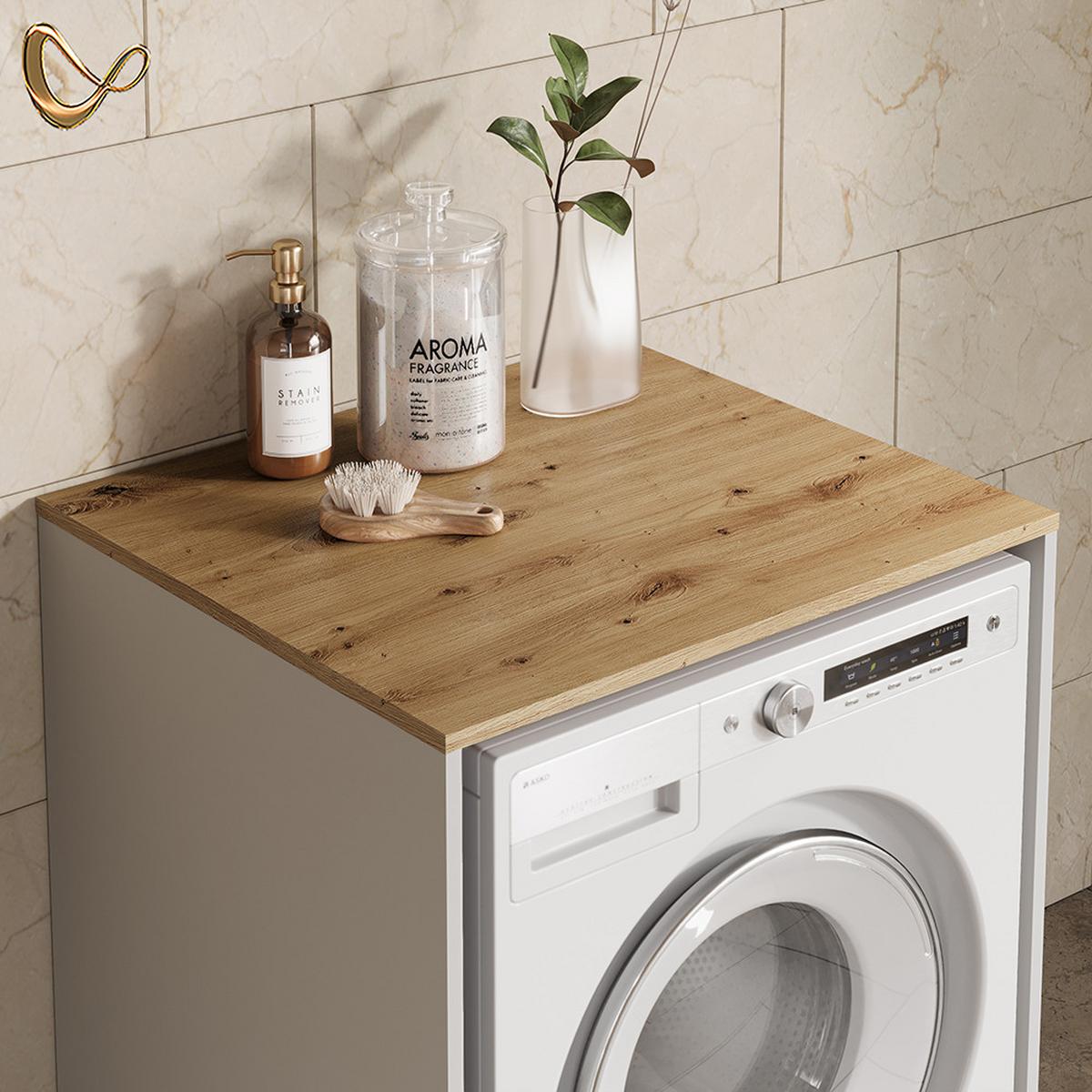 WASCHMASCHINENSCHRANK Paolina Weiß/Artisan 66 x 88.2 cm 2 Teile mit Regal - Weiß/Eiche Artisan, Holzwerkstoff (66/88.2/60cm) - Livinity®
