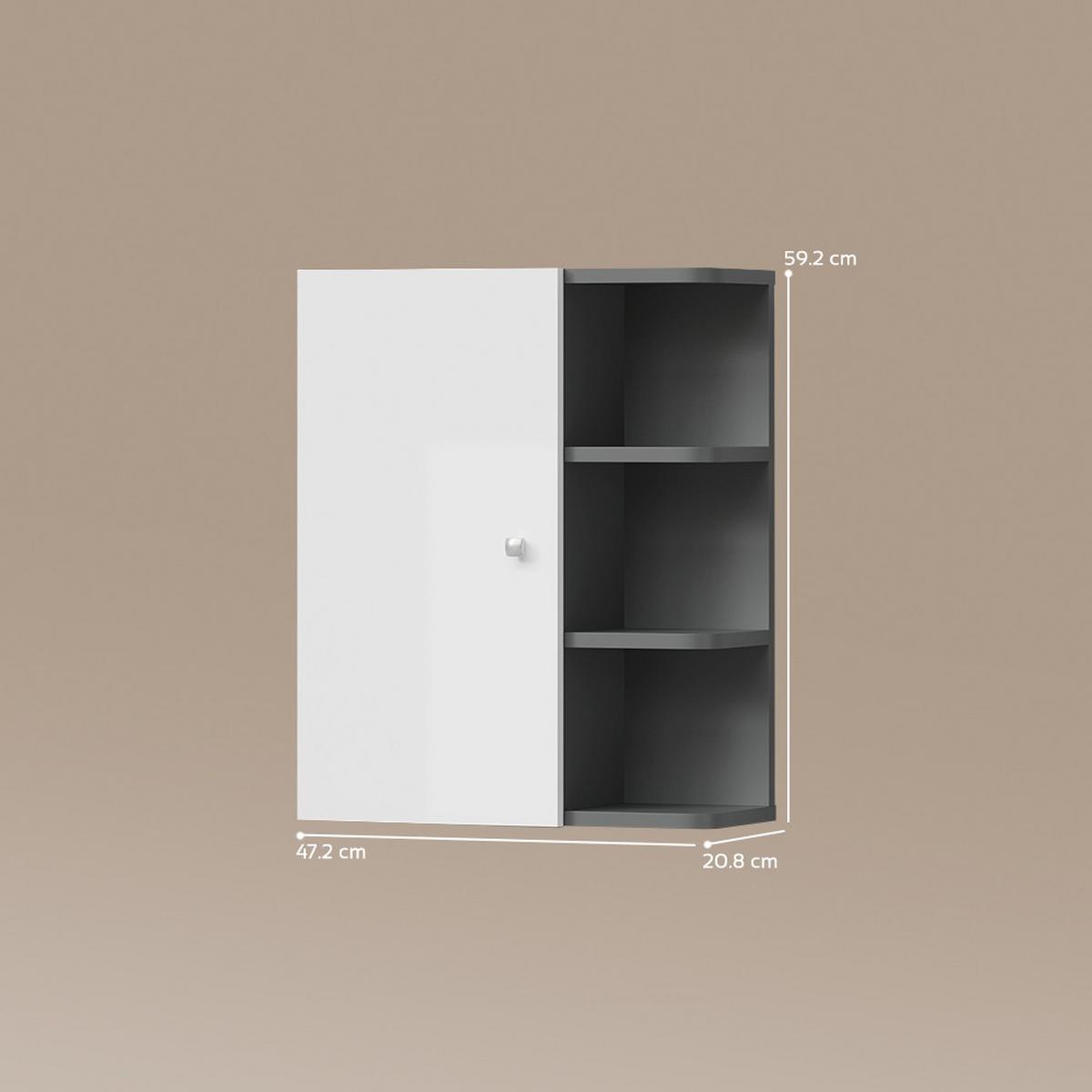 BADSCHRANK Fucino Weiß Hochglanz 47.2 x 59.2 cm - Weiß Hochglanz, Holzwerkstoff (47.2/59.2/20.8cm) - Livinity®