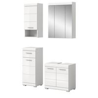 BADMÖBEL-SET weiß Hochglanz 4-teilig 112 x 191 cm, Komplettset mit viel Stauraum - Weiß Hochglanz, Glas/Holzwerkstoff (112/191/34cm) - Inn.Furn