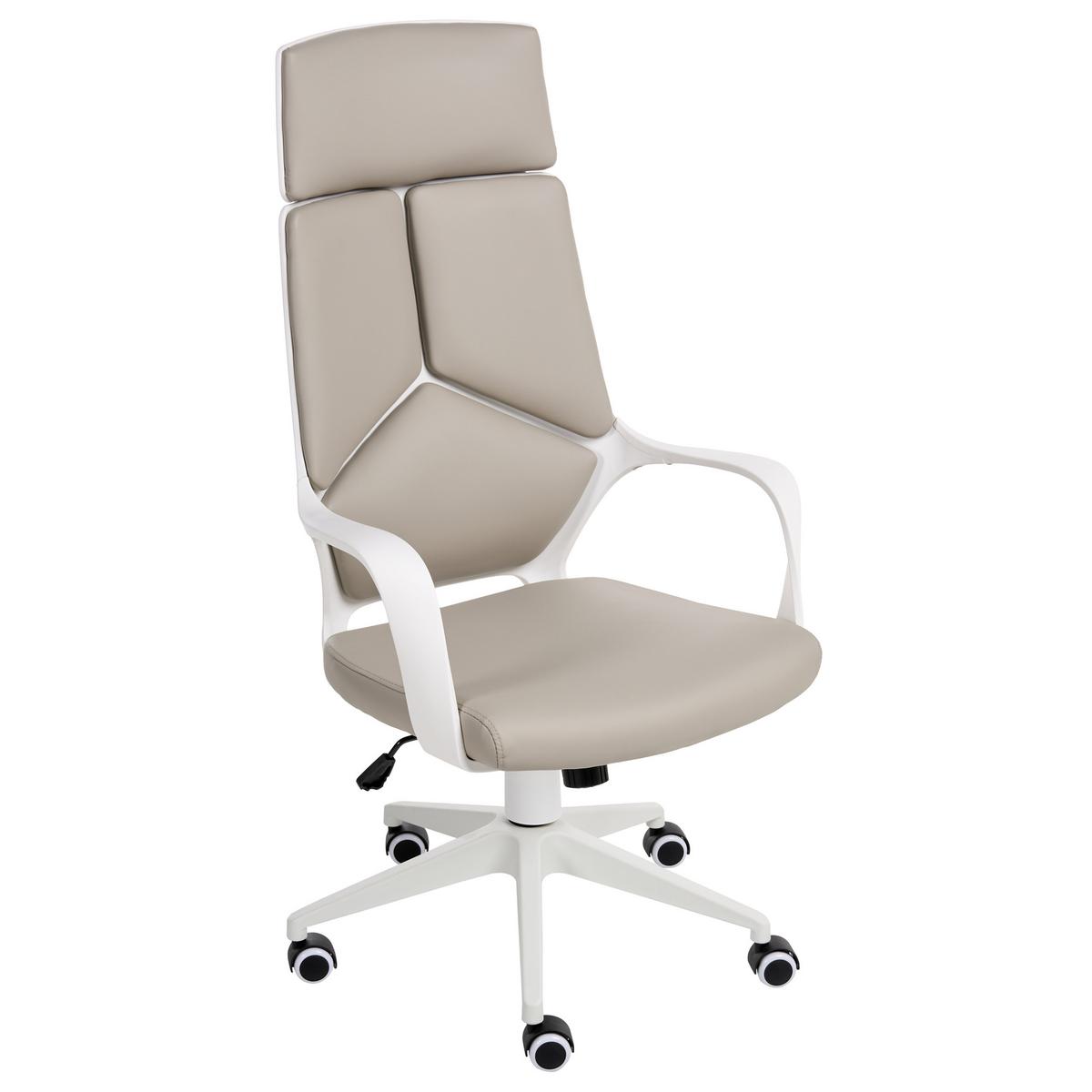 BÜROSTUHL Taupe Delight - Taupe/Weiß, Kunststoff (64/116/64cm) - Beliani