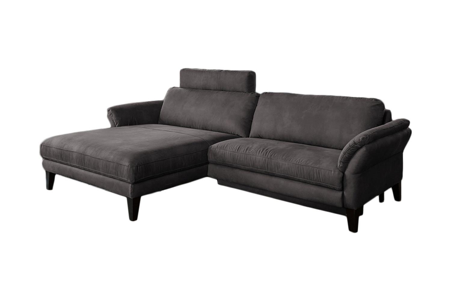 ECKSOFA MALTA Anthrazit Webstoff - Anthrazit/Schwarz, Buchenholz/Textil (302/175cm) - KAWOLA