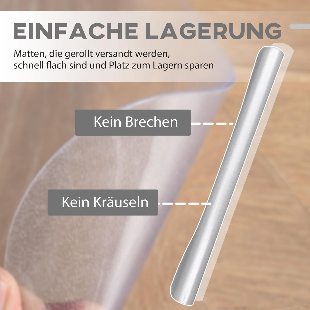 BODENSCHUTZMATTE, Bürostuhl Unterlage in Transparent, Kratzfest Stuhlunterlage - Transparent, Kunststoff (120/1/90cm) - HOMCOM