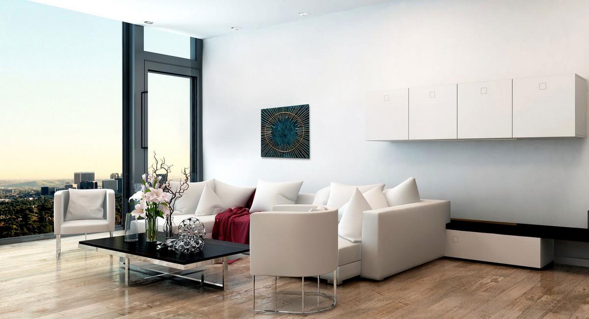WANDDEKO Blau 60/60 cm - Blau, Metall (3/60/3cm) - KUNSTLOFT