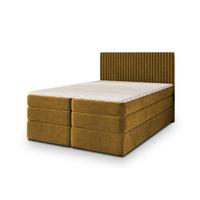 BOXSPRINGBETT FELBIO 200x200 cm mit Matratze und Topper, H2+H3 - Gelb - Gelb, Holz (200/200cm) - MASSENO