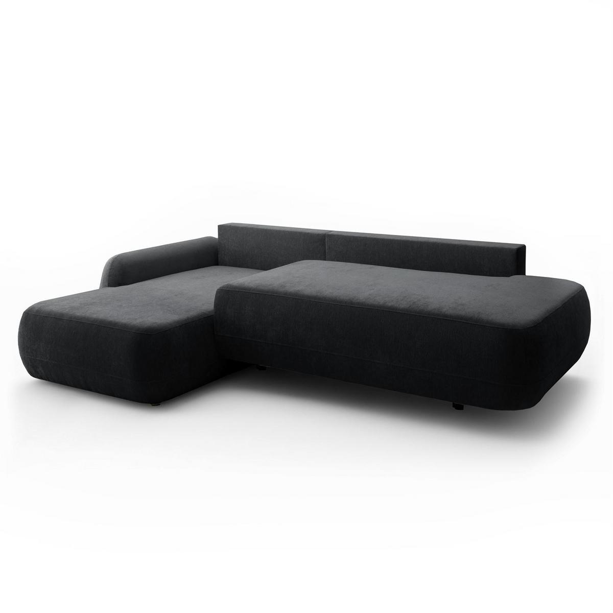 ECKSOFA GOYA mit Schlaffunktion und Bettkasten, Linke, Perfect Harmony 90 - Graphitfarben, Textil (184/302cm) - Lookway