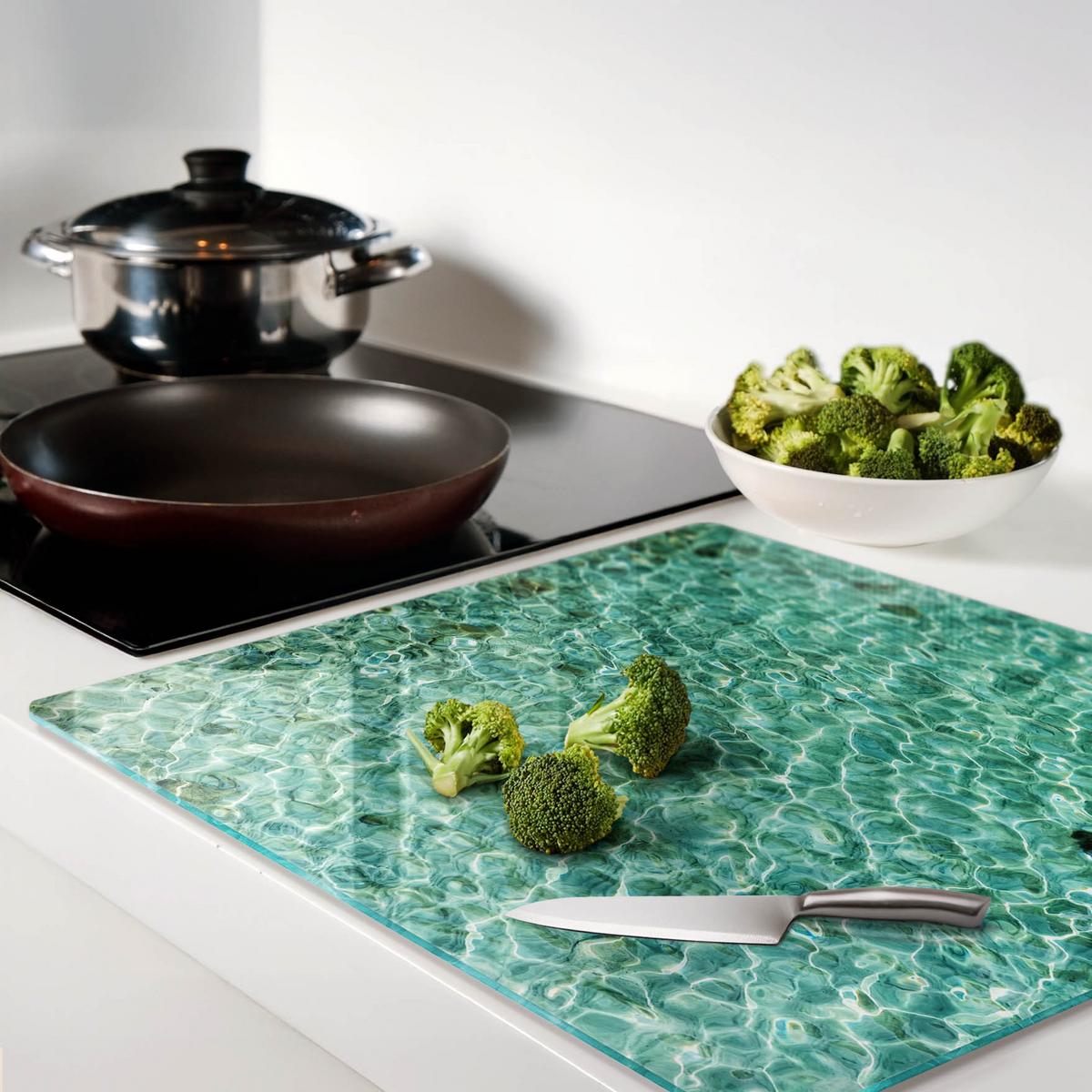 GLASPLATTE 60x52 cm Klares Wasser - Grün, Glas (60/0.4/52cm) - TULUP