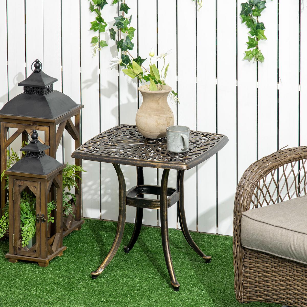 GARTEN BEISTELLTISCH, Bronze, Aluminium - Bronzefarben, Metall (54/54/52.5cm) - Outsunny