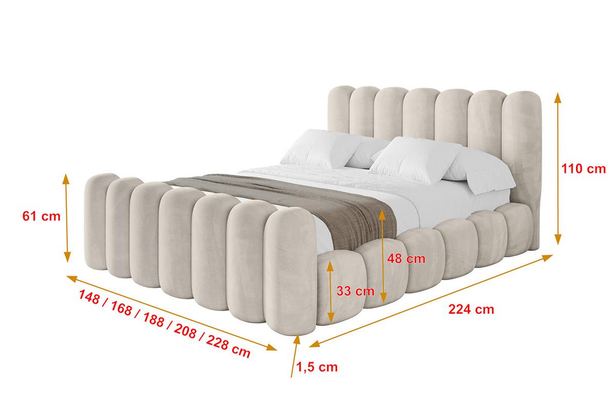 POLSTERBETT mit Bettkasten, Fußteil und Lattenrost, Boxbett ohne Matratze - SENA-Z 140x200 Beige - Beige, Holzwerkstoff/Textil (140/200cm) - ALTDECOR