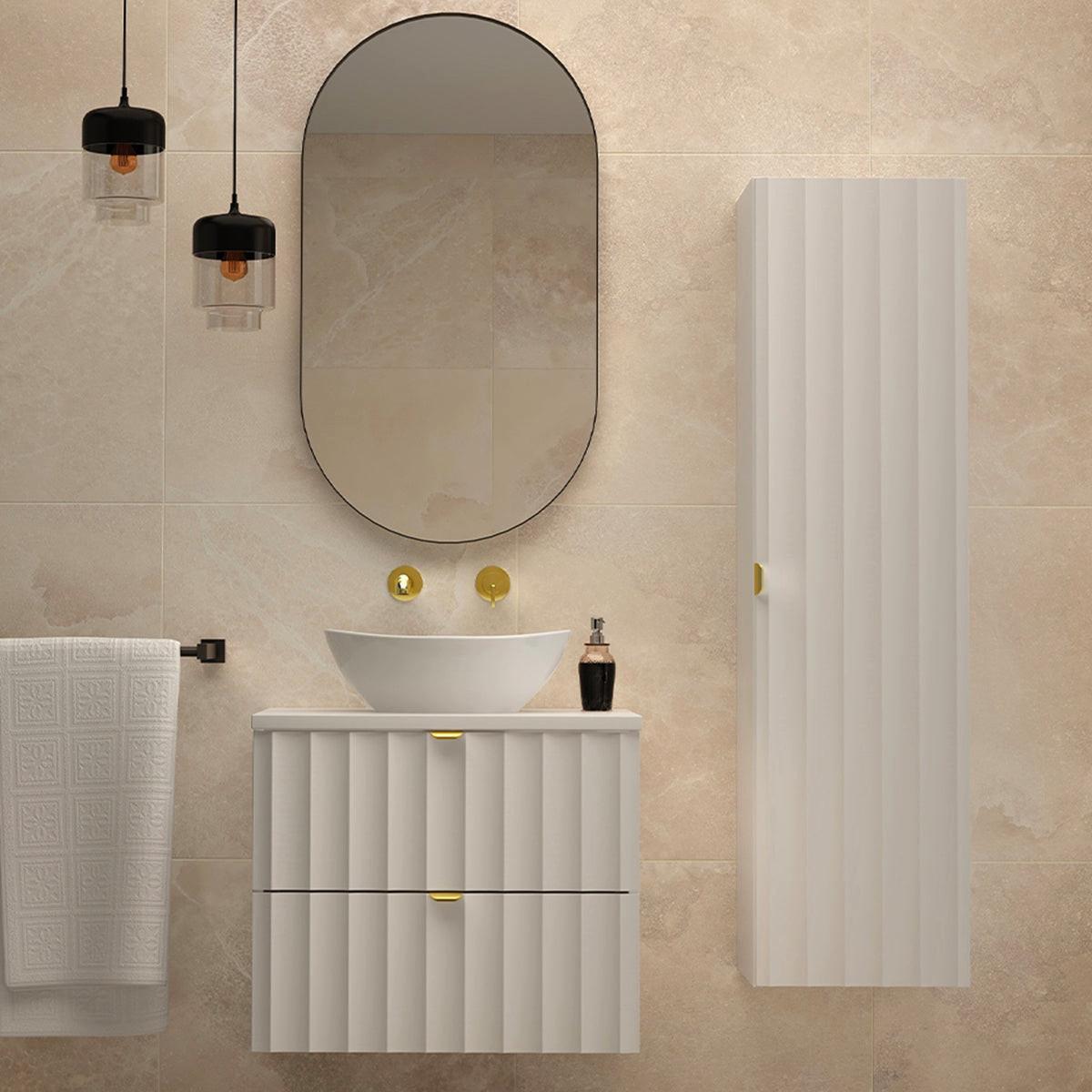 BADMÖBEL 60.6cm Lexa 2er-Set Weiß - Weiß, Holzwerkstoff (60.6/52.2/46.5cm) - Petits-meubles