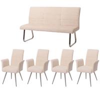 ESSZIMMER-SET Beige 5er-Set - Beige, Textil (160/100/65cm) - MCW