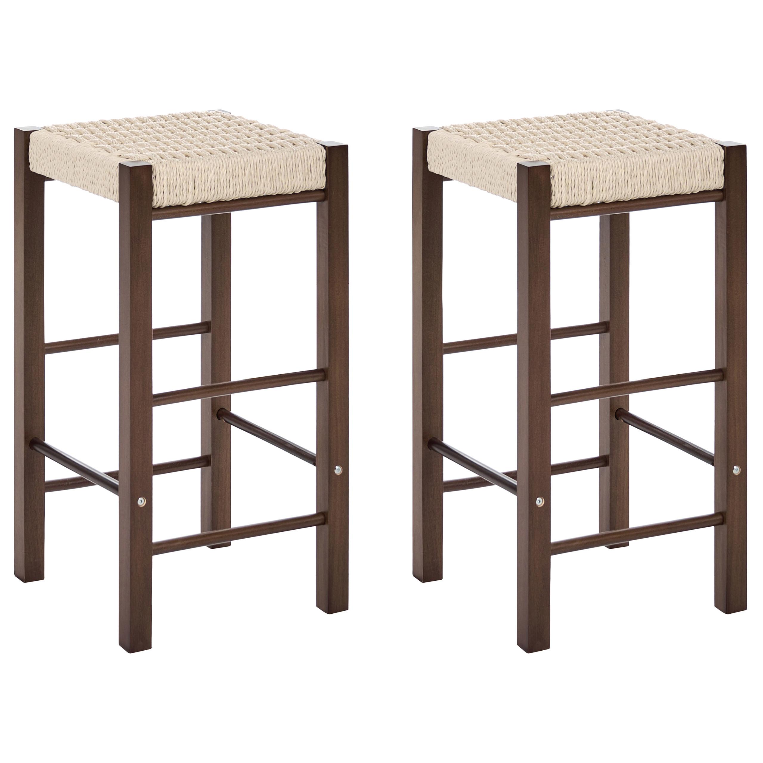 BARHOCKERN 2er-Set Braun Embrun - Dunkelbraun/Beige, Holz (35/66/35cm) - Beliani