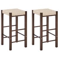 BARHOCKERN 2er-Set Braun Embrun - Dunkelbraun/Beige, Holz (35/66/35cm) - Beliani