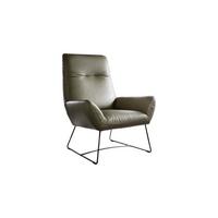 SESSEL BISA Grün Leder - Schwarz/Olivgrün, Leder/Metall (81/102/82cm) - KAWOLA