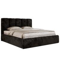 POLSTERBETT SAVINO CLASSIC 140/200 - Schwarz Plüsch - Multipocket-Matratze - Schwarz, Textil (140/200cm) - MKS