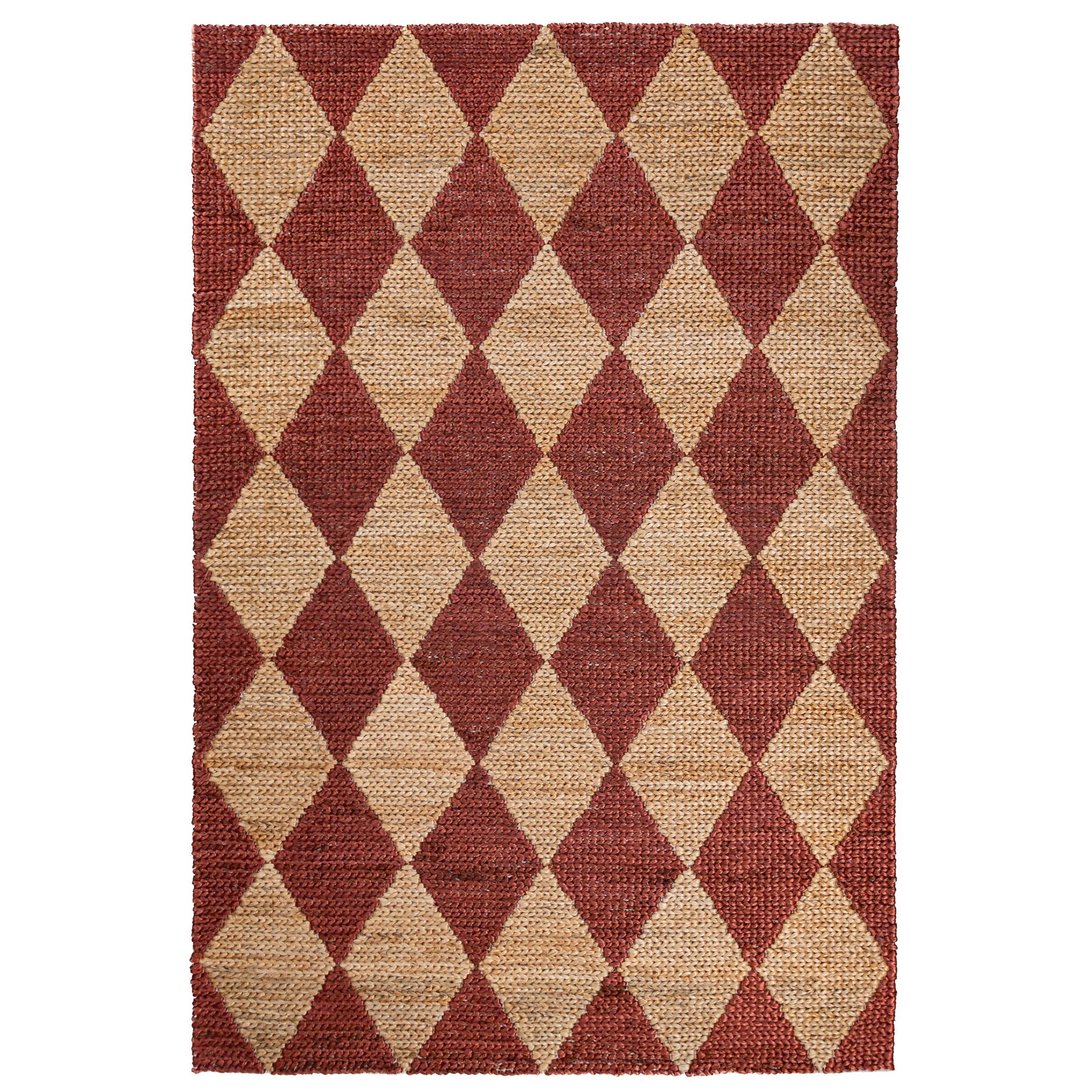 JUTETEPPICH BAIN, mit Rautenmuster, Terrakotta, 120 x 170 cm - Rot, Textil (170/120cm) - KADIMA DESIGN