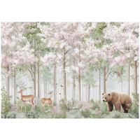 FOTOTAPETE Kinderzimmer Wald Tiere Hirsche 250x175 - Multicolor, Papier (250/175cm) - Wallarena