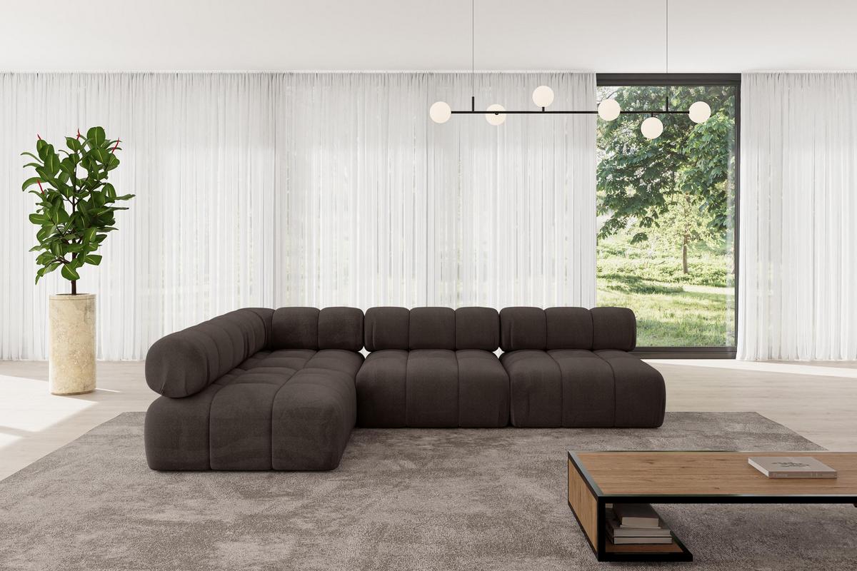 ECKSOFA modulares Sofa Samaro-L2 - 285x190x70 cm Braun Velours - Braun, Holzwerkstoff/Textil (285/190cm) - ALTDECOR