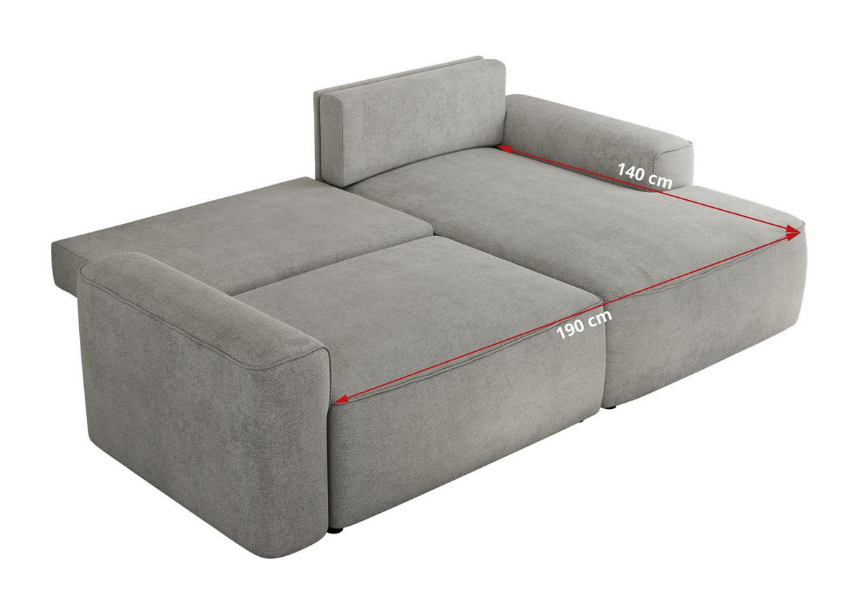 ECKSOFA BELLUNO L Hellgrau Strukture - Links - Hellgrau/Schwarz, Textil (144/233cm) - MKS