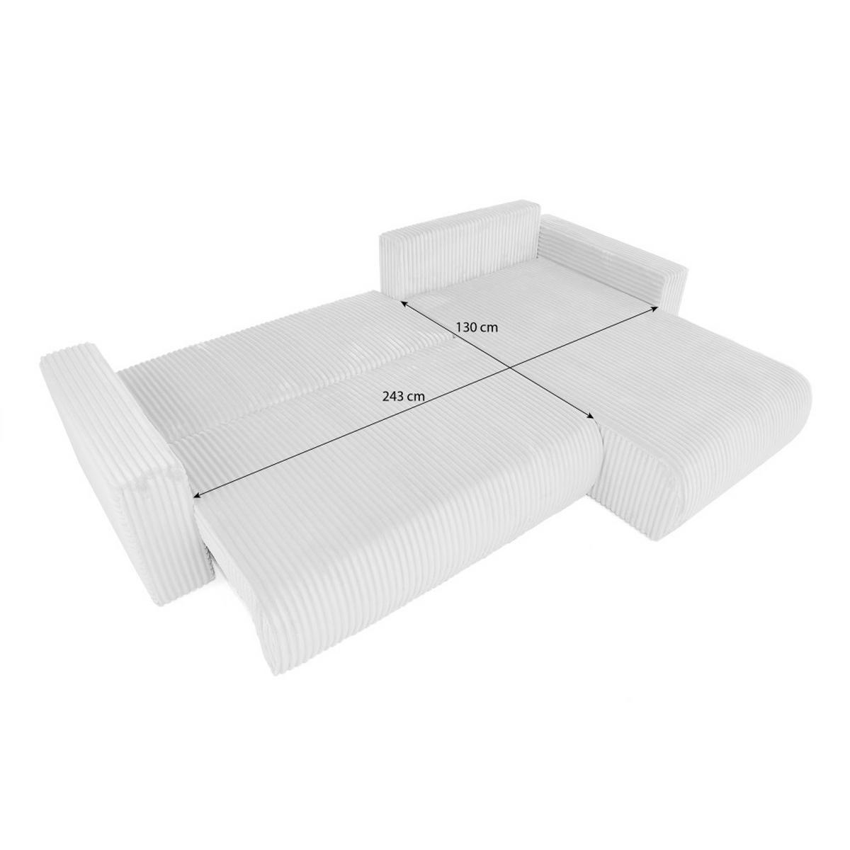 ECKSCHLAFSOFA Porto mit universelle Ottomane, Hellgrau - Hellgrau/Schwarz, Textil (288/190cm) - Beautysofa