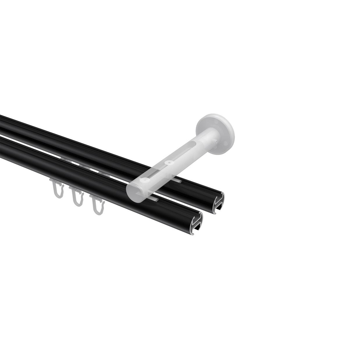 GARDINENSTANGE INNENLAUF Siteno Elanto 280 cm (geteilt in 2 x 140 cm), 2-läufig, 20 mm Ø Schwarz - Schwarz, Metall (280cm) - INTERDECO