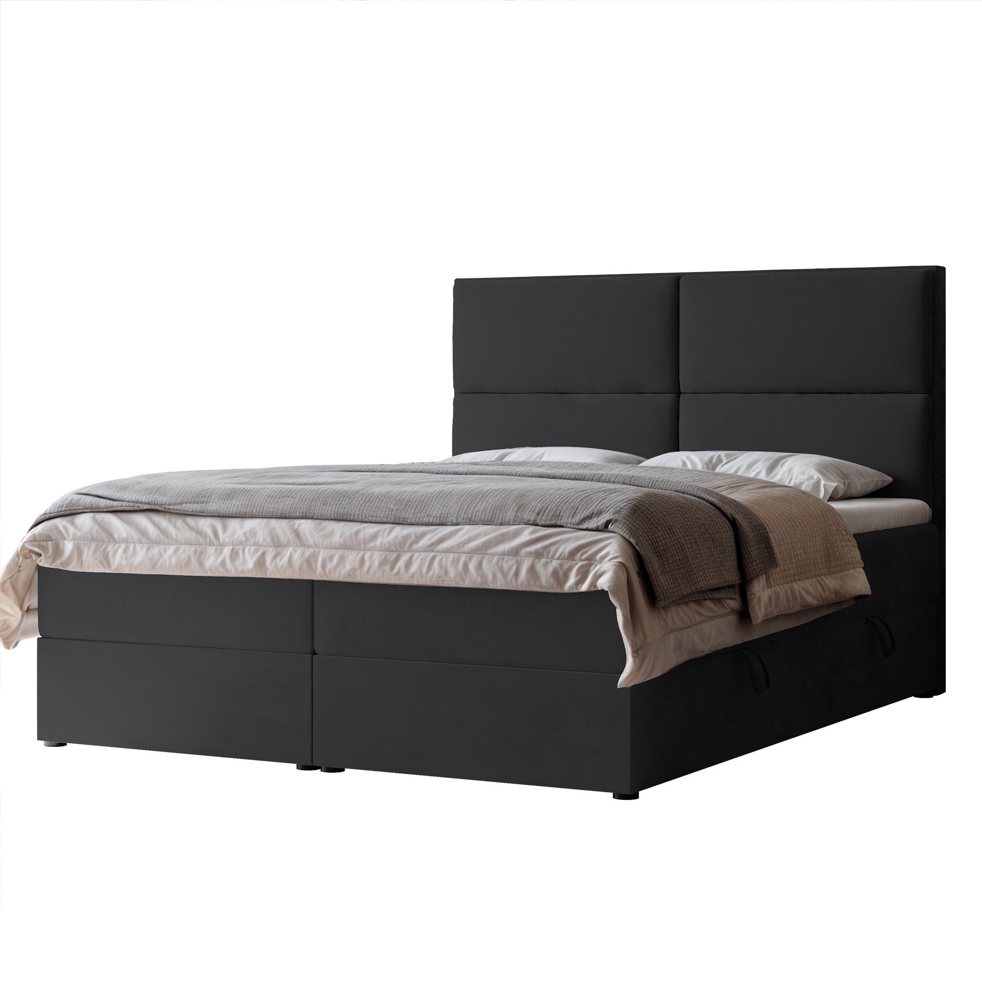 BOXBETT 120x200 cm mit Topper - Dunkelgrau, Holzwerkstoff/Textil (160/200cm) - Idohome