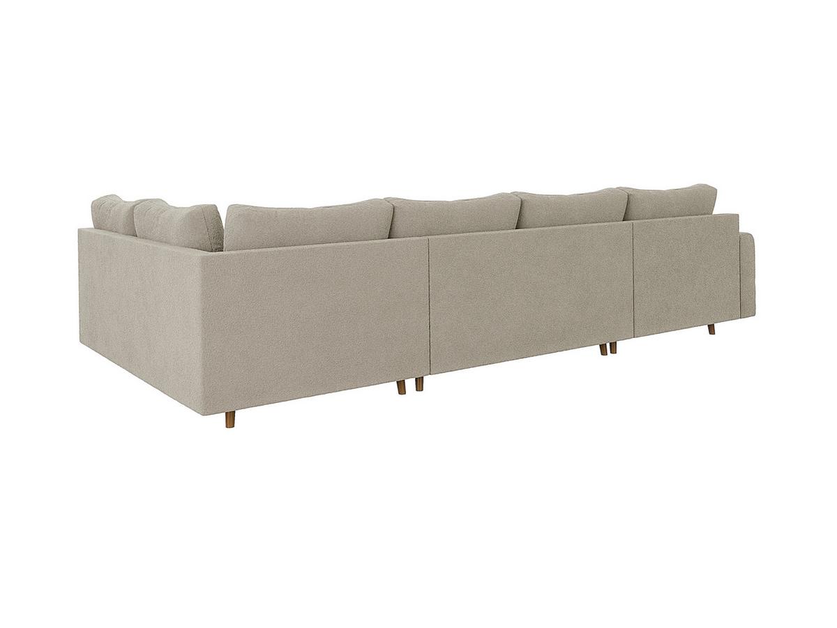 WOHNLANDSCHAFT inkl. Hocker Henrik Beige Boucle - Beige/Braun, Holz/Textil (310/81/161cm) - S-Style