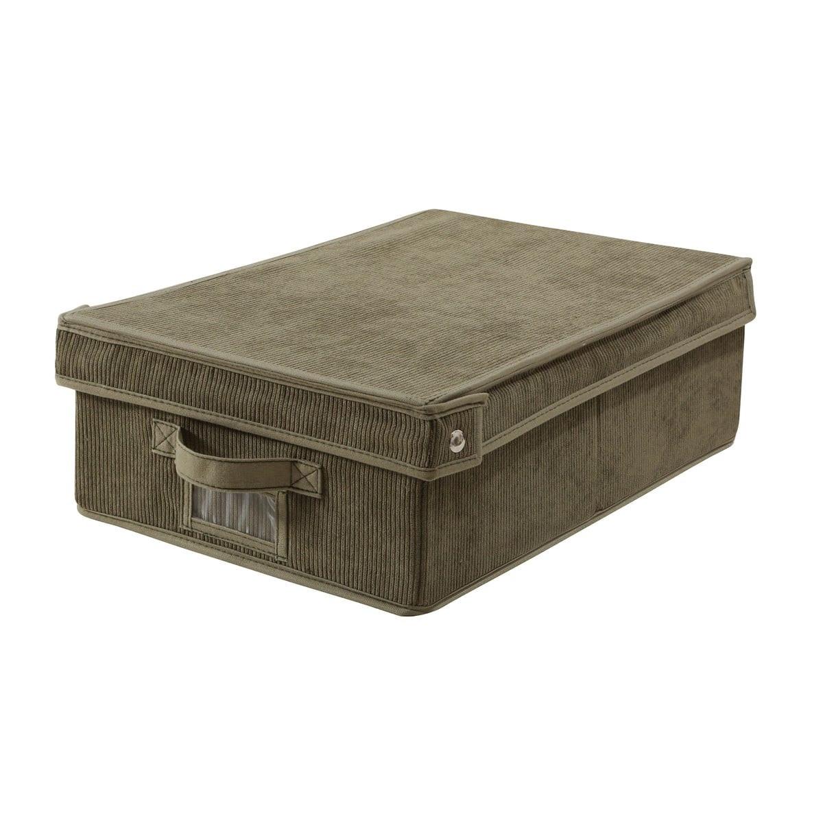 AUFBEWAHRUNGSBOX mit deckel aus kordstoff in khaki - 31,5/48/15 cm - Grün, Textil (33.5/48/15cm) - Calicosy