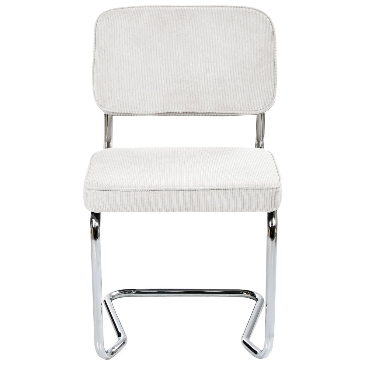 ESSZIMMERSTUHL 2er-Set Cremeweiß Irwin - Silberfarben/Weiß, Textil (50/85/53cm) - Beliani