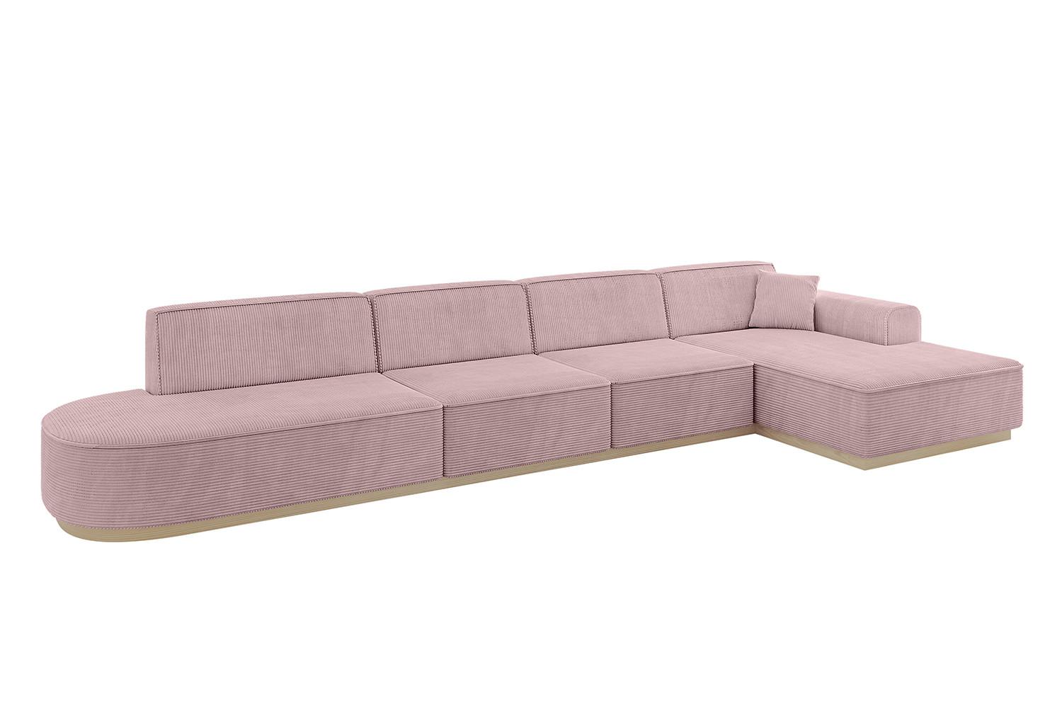 ECKSOFA Ottomane Rechts IREA-L3 - 412x165x80 cm Rosa - Rosa, Holzwerkstoff/Textil (412/165cm) - ALTDECOR