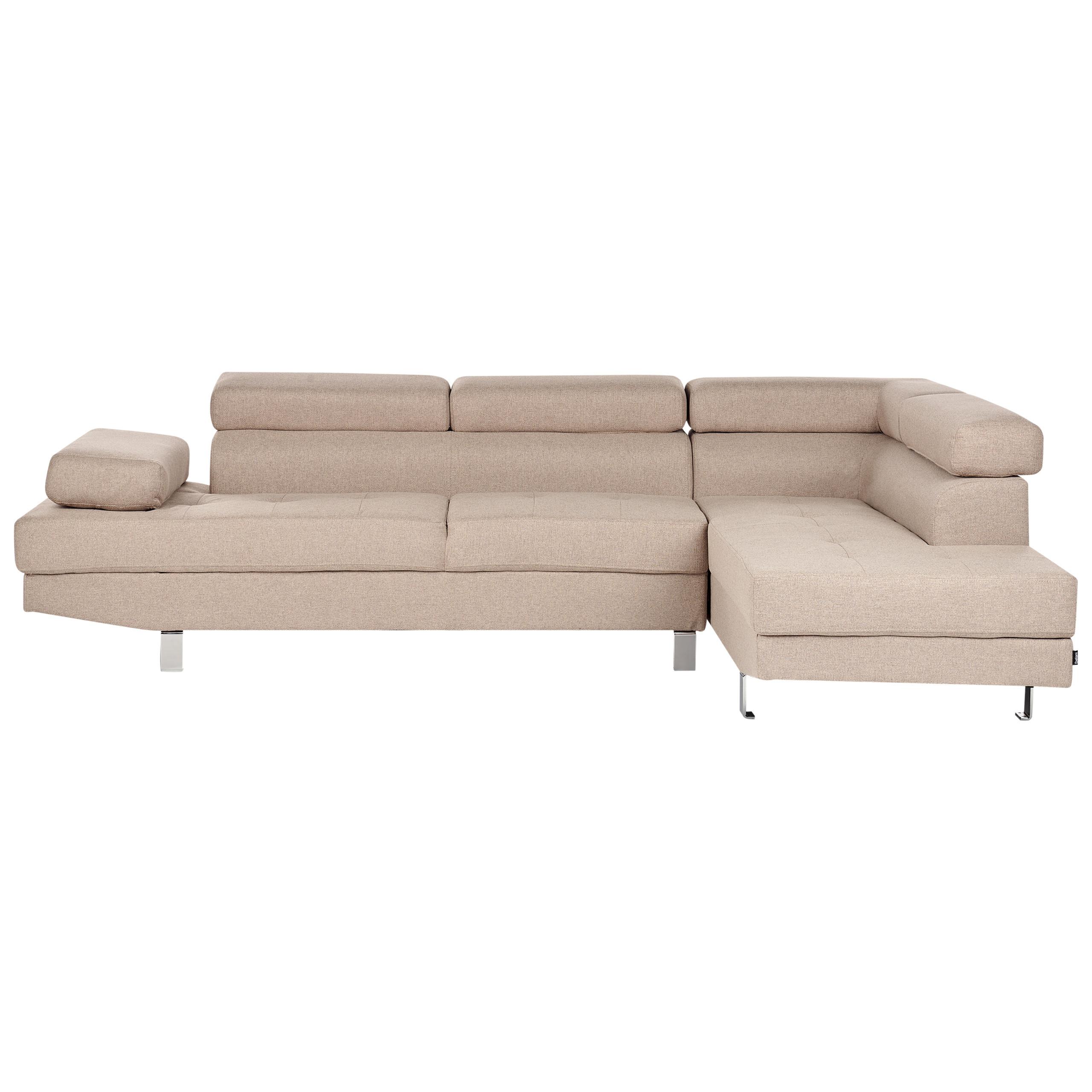 ECKFSOFA 5-Sitzer Stoff Beige linksseitig Norrea - Beige/Silberfarben, Textil (262/169cm) - Beliani