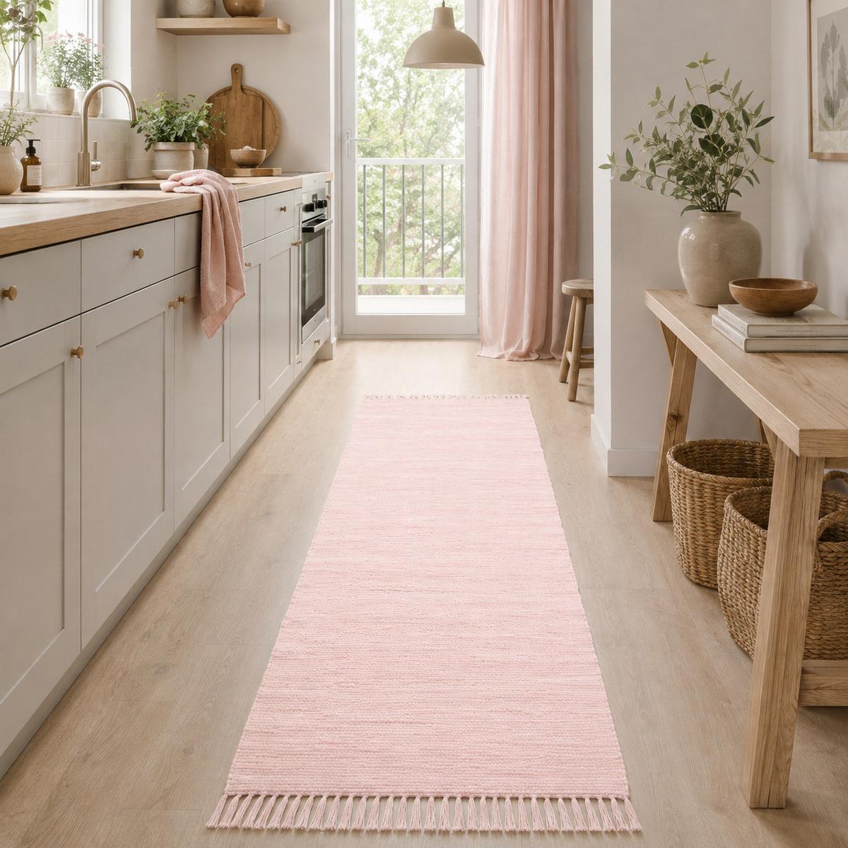 BAUMWOLLE NATUR TEPPICH LÄUFER JOLLY COTTON - Rosa, Textil (90/160cm) - Pergamon