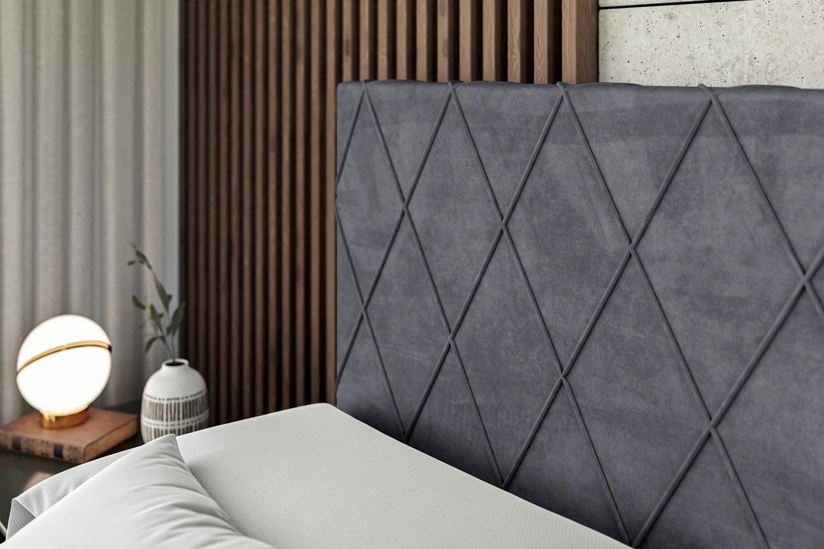 BOXBETT mit H3-Matratze und Lattenrost - LEPARO - 140x200 Dunkelgrau - Dunkelgrau, Holzwerkstoff (140/200cm) - ALTDECOR