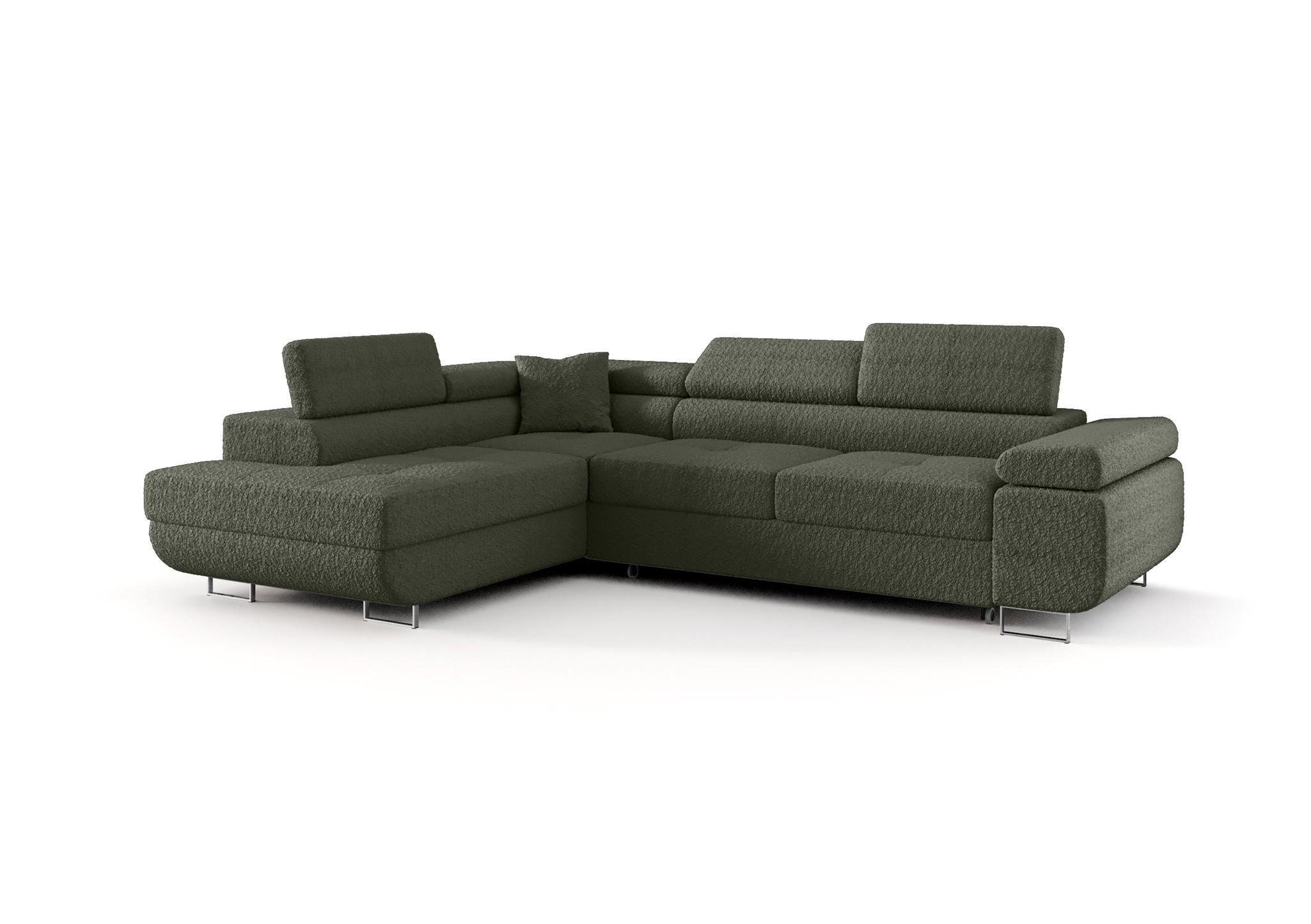 ECKSOFA Monaro Mit Schlaffunktion - Grün, Holzwerkstoff/Textil (202/275cm) - Fun Möbel