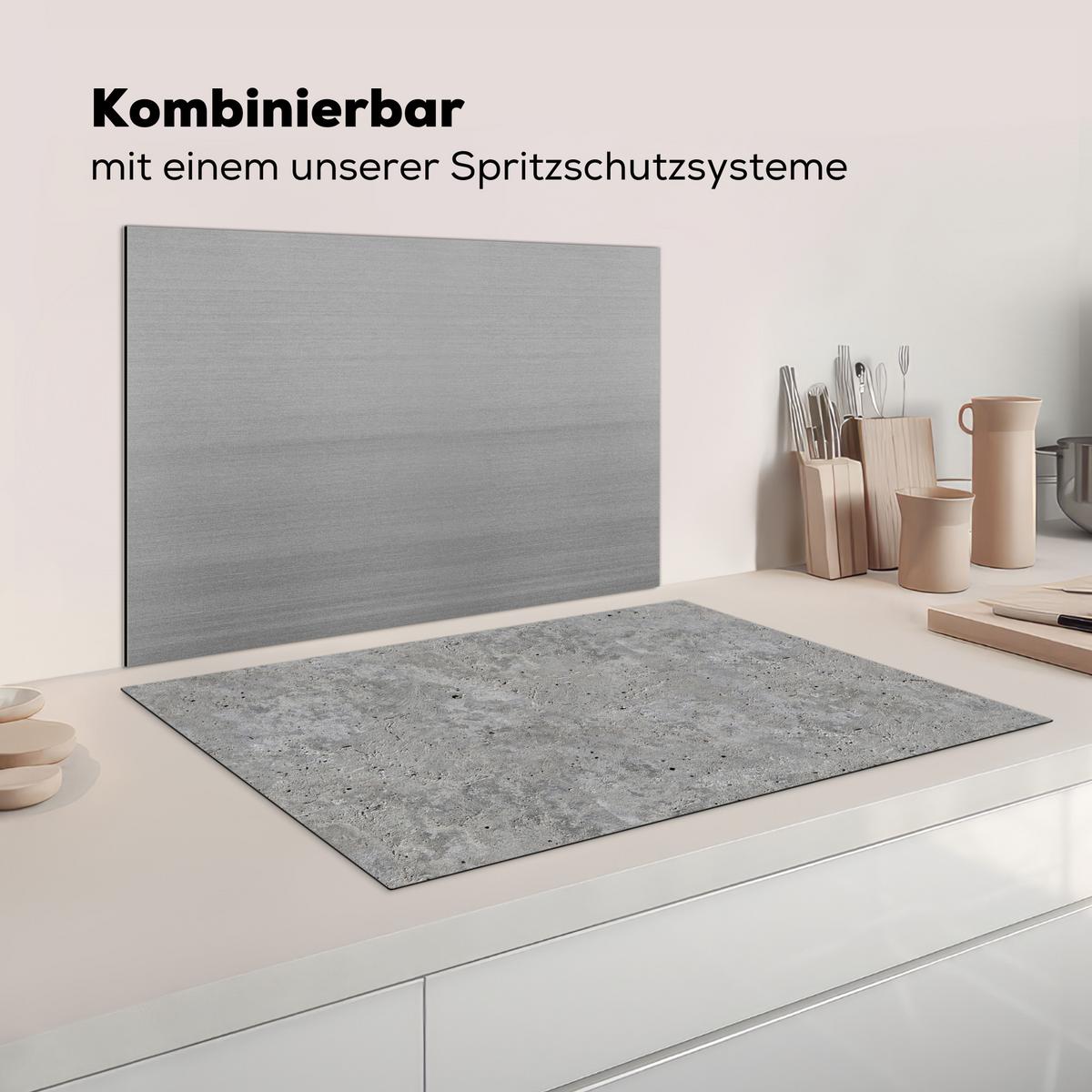 HERDABDECKPLATTE Beton - Schiefer - Grau - Struktur aus Beton Induktionsmatte 81x52 cm - Hellgrau, Kunststoff (81/52/0.2cm) - MuchoWow