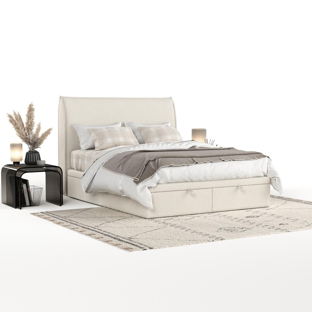 POLSTERBETT Tuvalu mit Stauraum 120/200 cm Hellbeige im Alta Stoff - Sandfarben/Schwarz, Holz/Holzwerkstoff (120/200cm) - AltaBeds