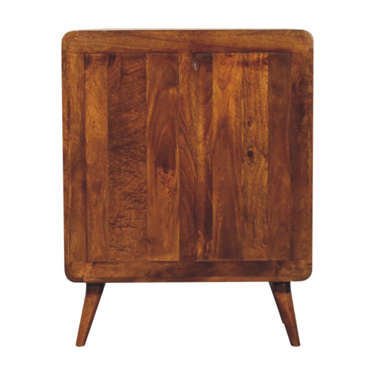 SCHRANK Geschwungener nordischer Charme, Braun - Messingfarben/Braun, Mangoholz/Holz (35/96/75cm) - Artisan Furniture