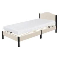 POLSTERBETT 90x200 cm Beige Bettgestell mit Matratze und Lattenrost - Beige, Holz/Textil (90/200cm) - ML-DESIGN