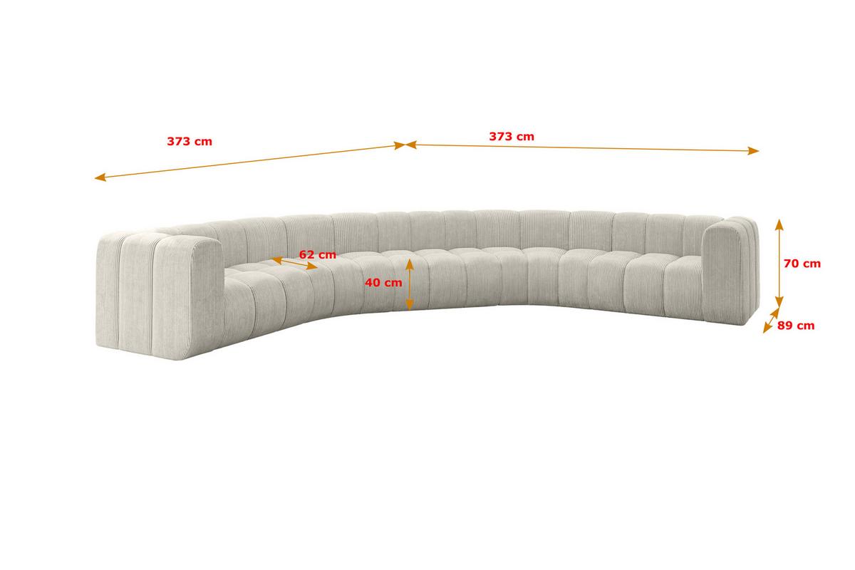 WOHNLANDSCHAFT modulares Sofa Lazro-U1 - 373x373x70 cm Creme - Hellgrau/Creme, Holzwerkstoff/Textil (373/70/373cm) - ALTDECOR