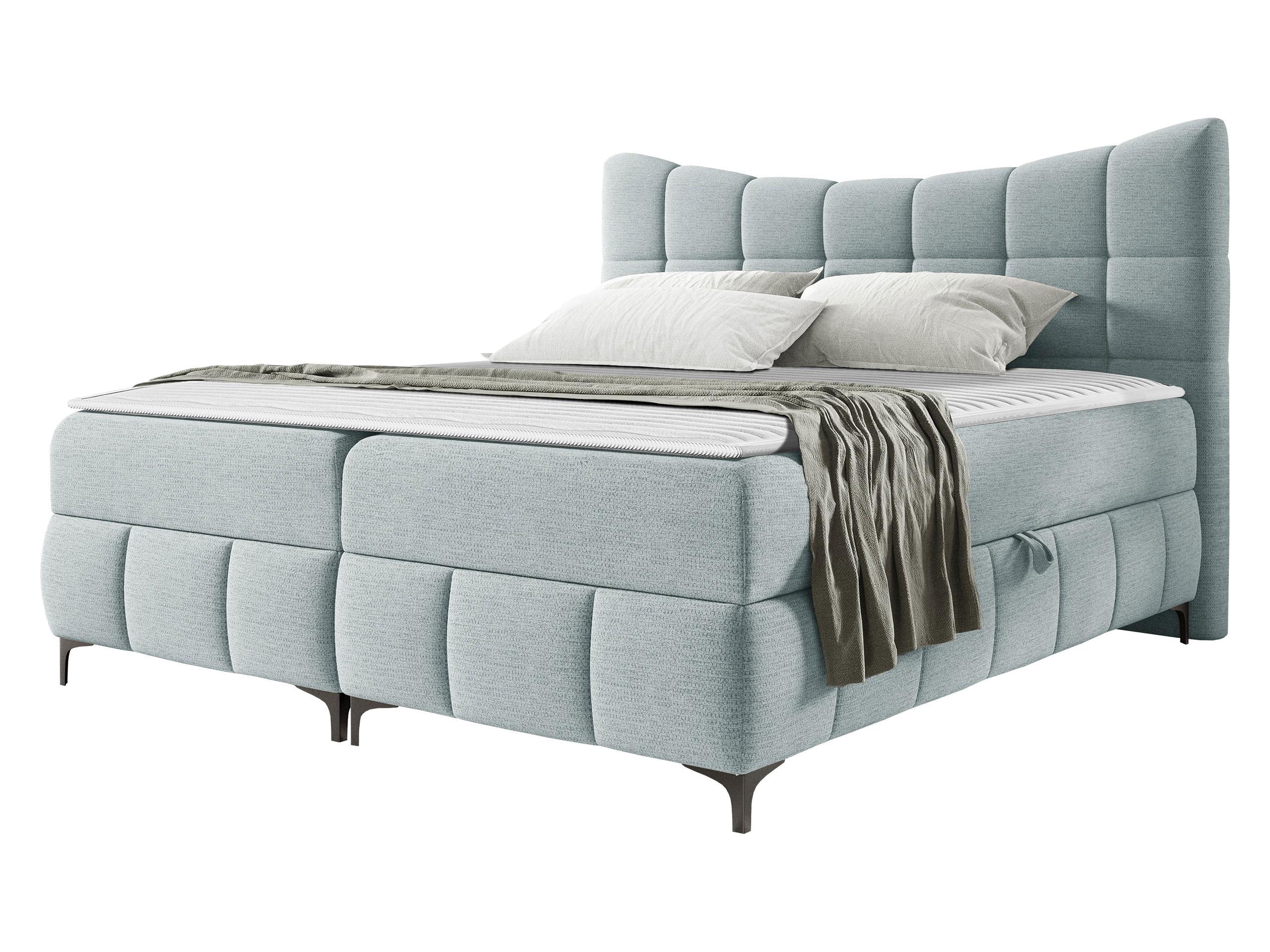 BOXBETT Nova - H3 - Schwarz/Hellblau, Holz/Textil (160/200cm) - MIRJAN24