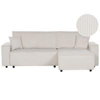 2-SITZER-ECKSOFA Cord cremeweiß rechtsseitig mit Schlaffunktion Abacka - Schwarz/Weiß, Textil (247/147cm) - Beliani