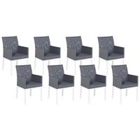 GARTENSTUHL 8er-Set Aluminium grau Bacoli - Grau, Textil (52/91/62cm) - Beliani
